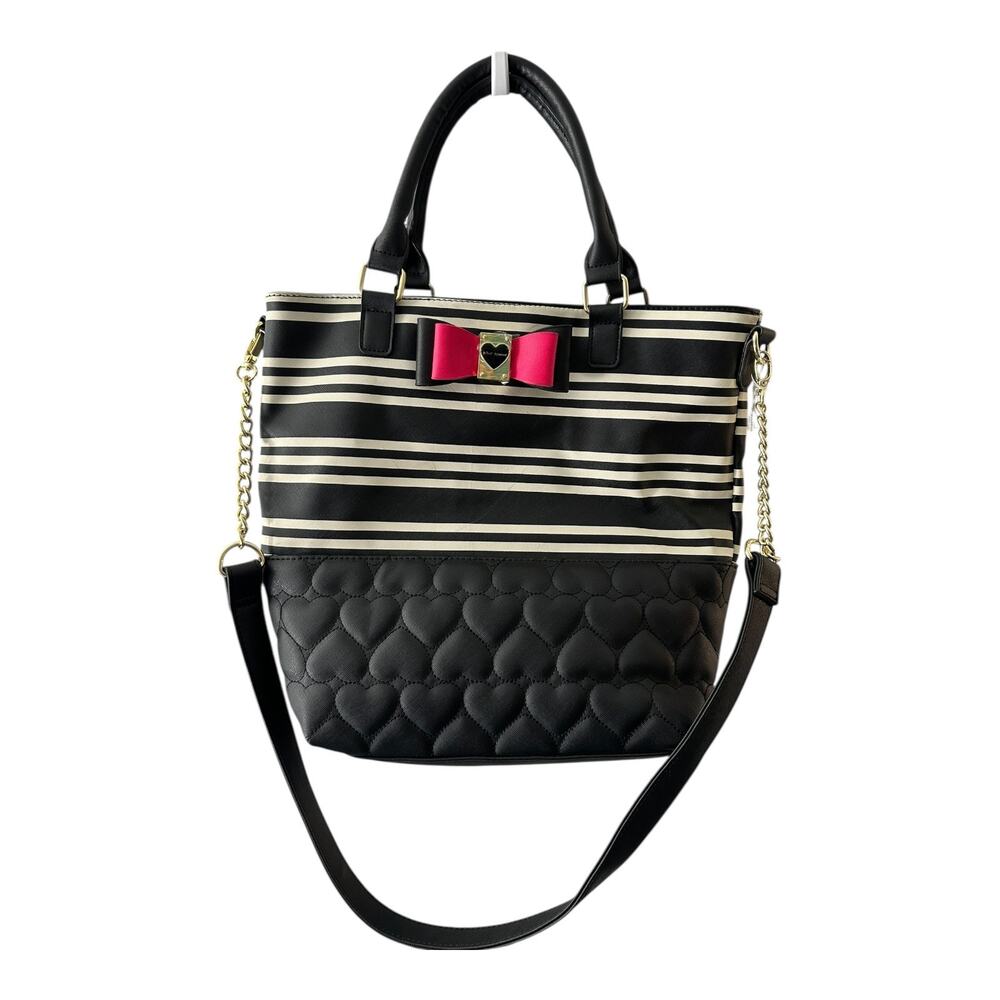 Brand New Betsy Johnson Striped Heart Tote Bag